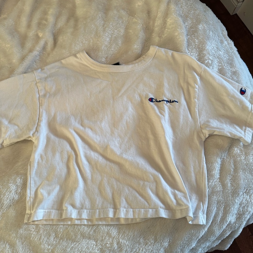 White Champion crop T-Shirt